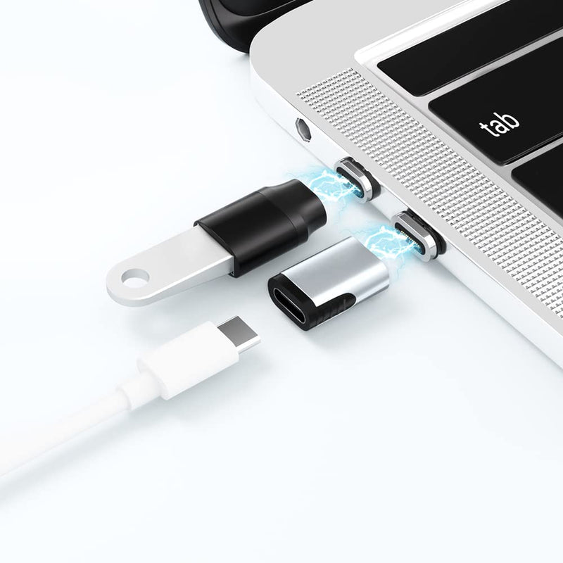 [Australia - AusPower] - USB C Magnetic Adapter Straight 24 Pins + USB C to USB Adapter Magnetic C Connector Support Data Transfer Compatible with MacBook Pro/Air/ Type C Devices 