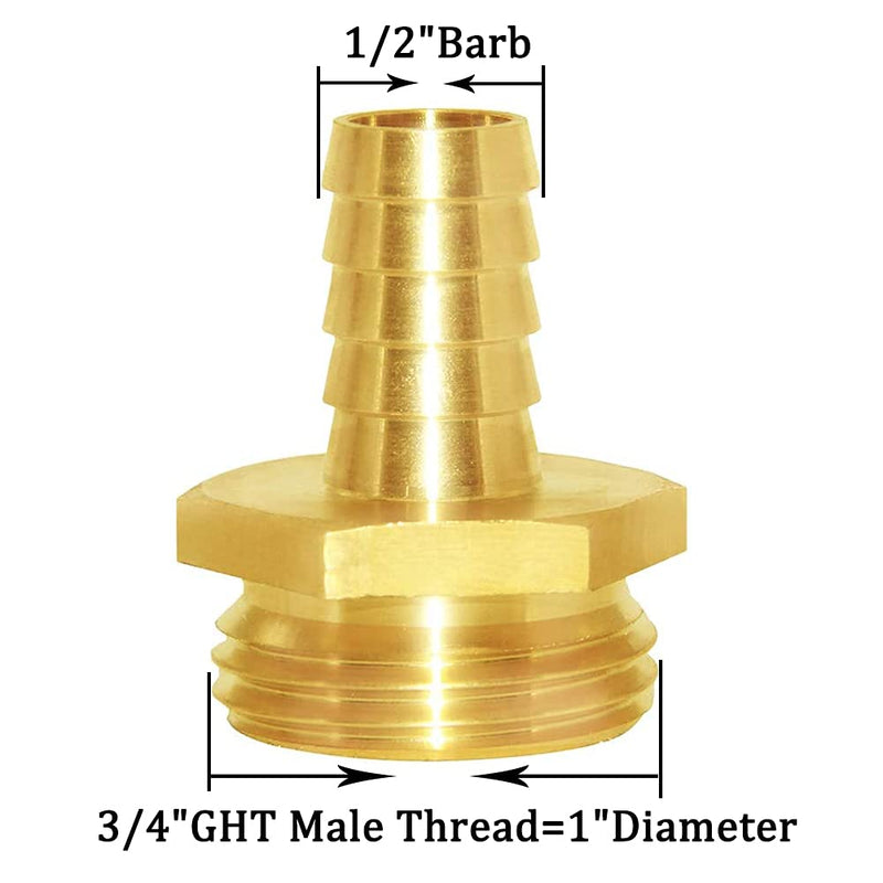 [Australia - AusPower] - Joywayus Brass 1/2" Barb x 3/4“GHT Thread Swivel Hex Garden Water Hose Pipe Connector Copper Fitting with Stainless Clamp (6PCS) 3/4"GHT Male&Female 1/2"Barb-6PCS 