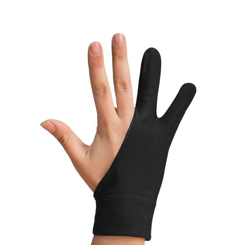 [Australia - AusPower] - 2pcs Black Two-Finger Glove for Graphics Drawing Tablet Light Box Tracing Light Pad,Artist Gloves for Graphics Tablet iPad Pro,Left or Right Hand S-for Women 
