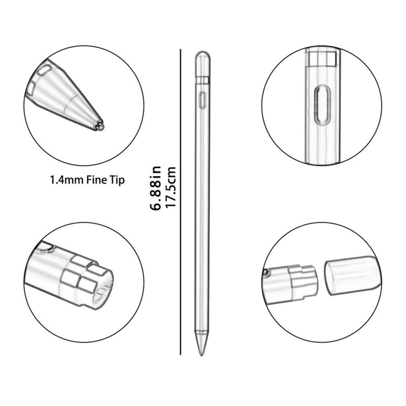 [Australia - AusPower] - Stylus Pens for Touch Screens, Active Stylus Rechargeable Fine Point Stylist Pen Pencil Compatible with Apple and Other Tablets (Rose Gold), HS-2021 Rose gold 