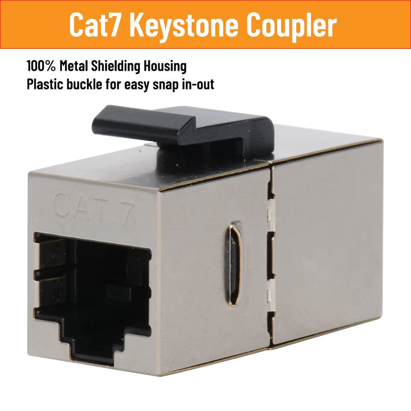 [Australia - AusPower] - YOEMELY CAT7 RJ45 Inline Coupler Keystone Jack Wall Plate with Low Voltage Mounting Bracket, Metal Shielded 1 Port Cat7 Ethernet Cable Wall Plate Shielded Female to Female 1 Set White, 1-Port, 1 pack 