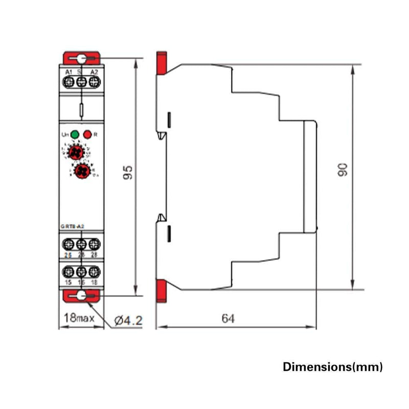 [Australia - AusPower] - GRT8-B1 AC/DC 12V~240V Delay Time Relay Mini Power Off Delay Time Relay DIN Rail Type with LED Indicators 