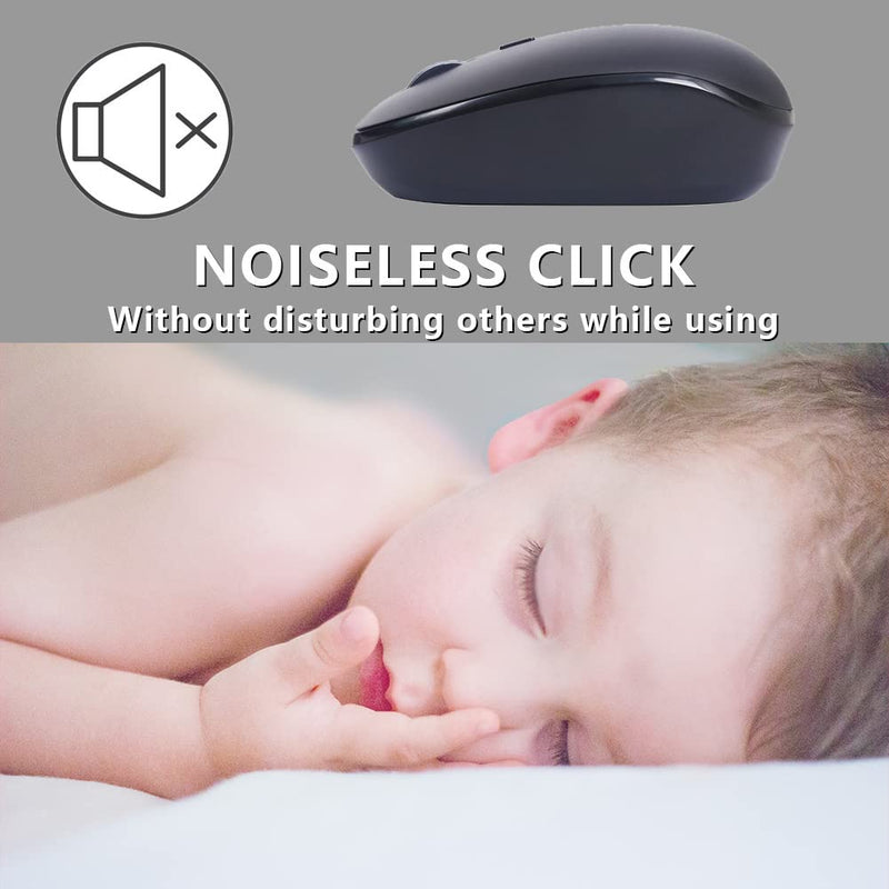 [Australia - AusPower] - Wireless Mouse for Laptop, ACOZYKITTEN 2.4G Noiseless Portable Mouse with USB Receiver, Ergonomics Cordless Computer Optical Silent Mice for Windows PC, Tablet, Laptop, Mac - Black B1-Black 