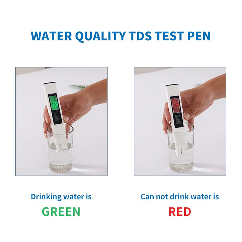 [Australia - AusPower] - PHEPUS TDS Water Digital Tester Kit Zero Water Meter 0-9990 ppm Waterproof with 4-in-1 Feature Stabilizes Readout for Aquaculture Colloidal Silver Wine Pool Hardness Salinity - Leather Case (White) 