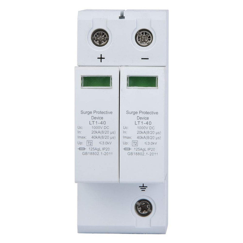 [Australia - AusPower] - Surge Protective Device, 2P Surge Protective Arrester Device Home Lightning Protection DC Photovoltaic Lightning Protector Low Voltage Arrester, 2P Guide Rail Mounting (2P40KA) 2P40KA 