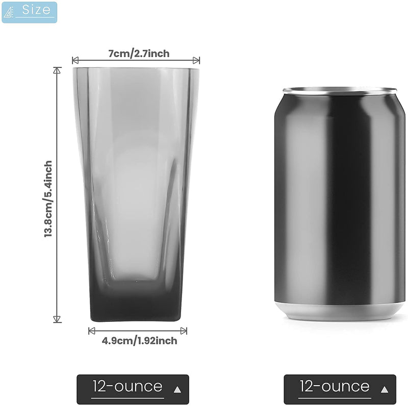 [Australia - AusPower] - Top-spring 12 Oz Reusable Plastic Water Tumblers, Stackable Shatterproof Clear Drinking Glasses, BPA Free, Set of 6 (12 Oz, Gray) 