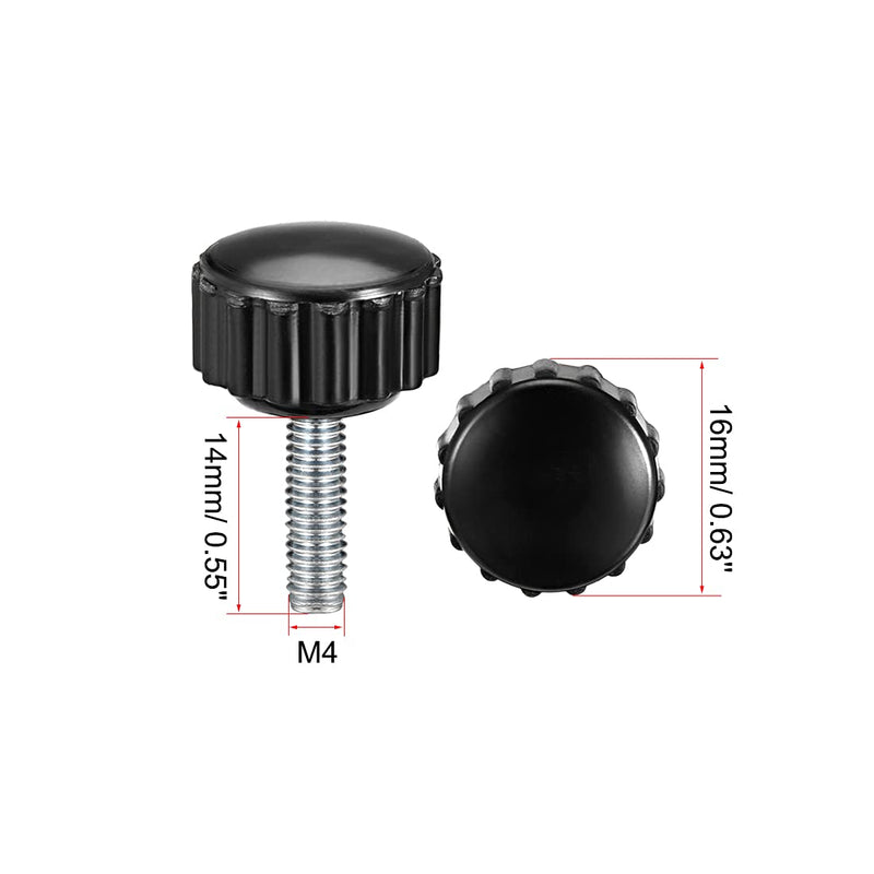 [Australia - AusPower] - uxcell M4 x 14mm Male Thread Knurled Clamping Knobs Grip Thumb Screw on Type 4 Pcs M4 x 14 