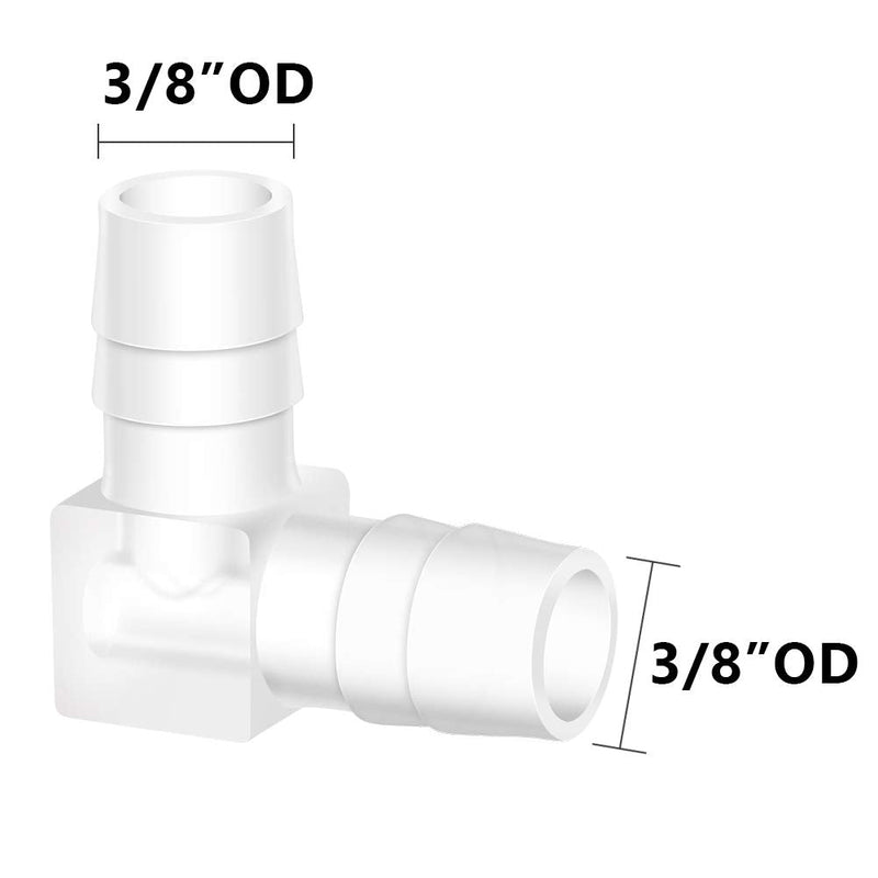 [Australia - AusPower] - Quickun 3/8" Hose Barb 90 Degree Elbow L Fitting, Plastic 2 Way Equal Barbed Joint Splicer Mender Union Adapter Hose Fitting ( Pack of 5 ) 3/8" (5Pcs) 