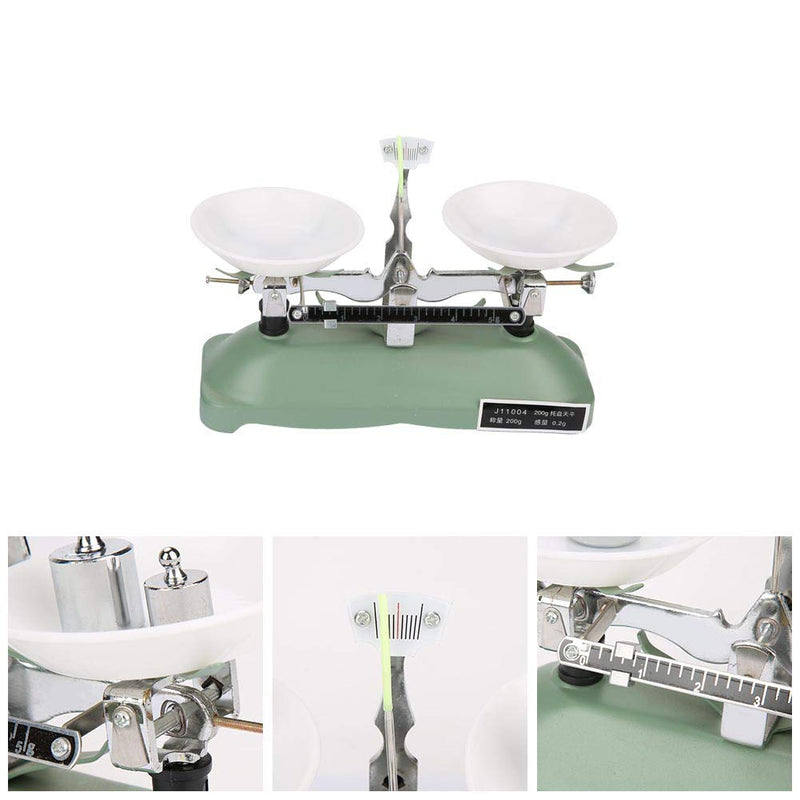 [Australia - AusPower] - Chemical Teaching 200g/0.2g 5g 10g 20g 50g 100g Tray Balance Scale Lever Principle Lab Physics Mechanical with Tweezers for Scholastic Physics 