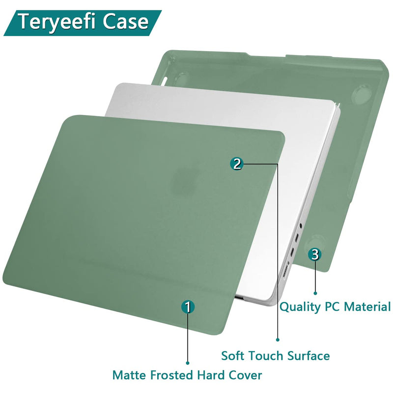 [Australia - AusPower] - Teryeefi Newest for MacBook Pro 14 Inch case 2021 Release Model A2442, Plastic Hard Shell Case with Keyboard Skin & Screen Protector Compatible with MacBook case 14 Inch M1 Pro/ M1 MAX, Midnight Green 