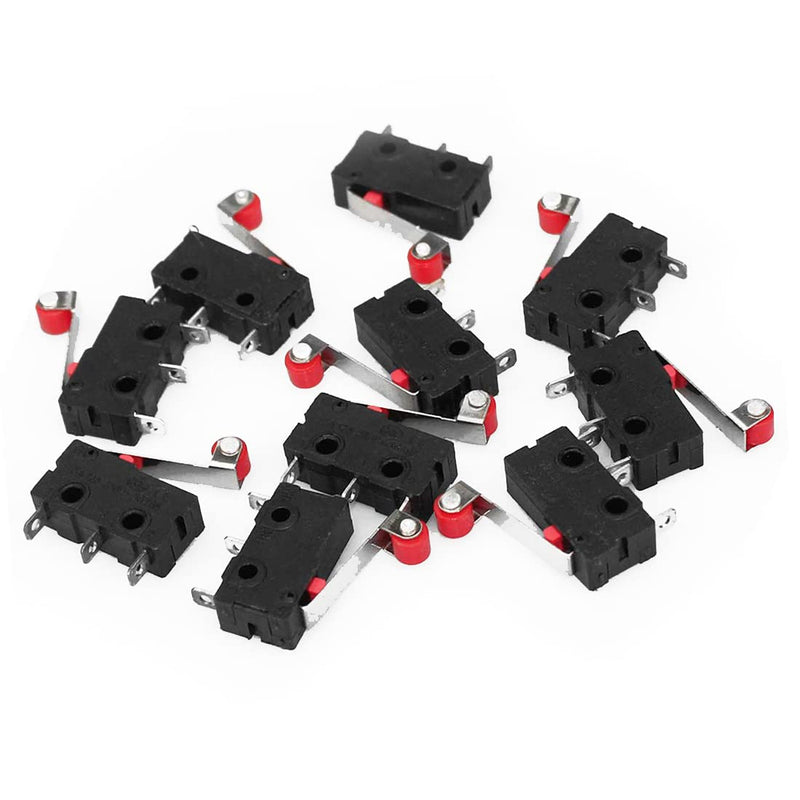[Australia - AusPower] - HiLetgo 10pcs Micro Limit Switch KW12-3 AC 250V 5A SPDT 1NO 1NC Micro Switch Normally Open Close Limit Switch with Roller Lever Arm Black 