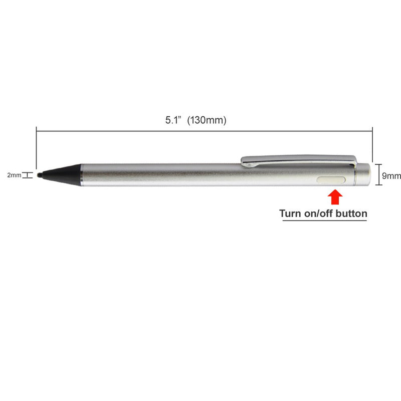 [Australia - AusPower] - NewSilkRoad Active Fine Point Precision Stylus Pen with 1.8 mm Fine Point Copper Tip Compatible with iPad, iPhone, Most Android Tablets and Smartphones. Machined Aluminum Housing(Silver) Silver 