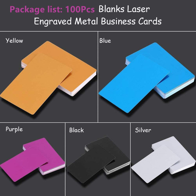 [Australia - AusPower] - 100pcs Sliver Sublimation Metal Business Cards, Engraved Metal Business Cards Sublimation Blanks 3.4x2.1in Thicknes (0.22mm) (Silver) 