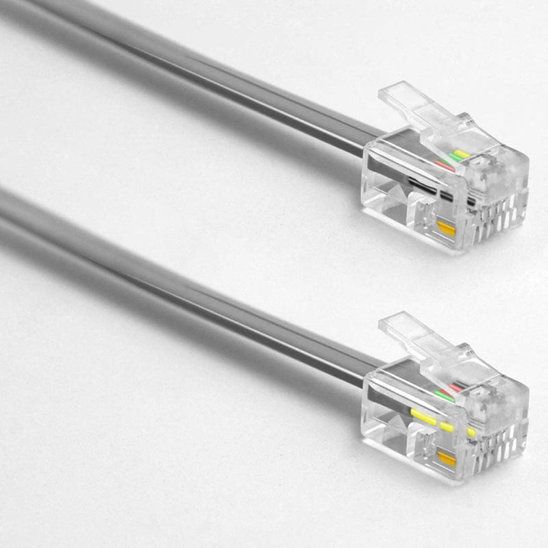[Australia - AusPower] - NECABLES (2 Pack) Phone Cord 6ft Telephone Cord Phone Line Cord RJ11 6P4C Male to Male for Landline and Fax - 6 Feet 