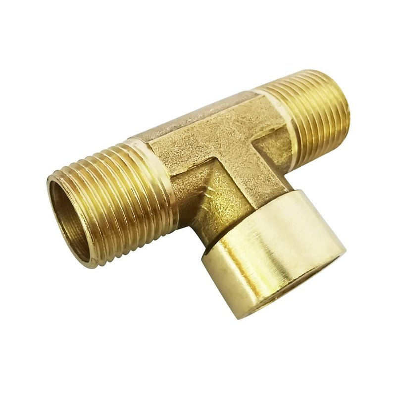 [Australia - AusPower] - Pysrych Brass Pipe Fitting Street Tee BSP Thread 3 ways Connector 3/8" Male x 3/8" Female x 3/8" Male, Pack of 2 Male x Female x Male Tee 
