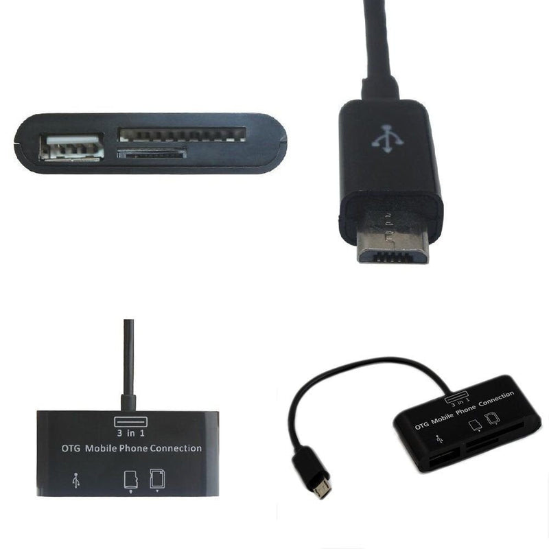 [Australia - AusPower] - MXTECHNIC 3 in 1 Micro USB OTG Host Adapter SD Card Reader Camera Card Reader Hub, OTG Mobile Phone Connection Host, USB 2.0 SD Card Adapter Kit for Android/Computer/Printer 