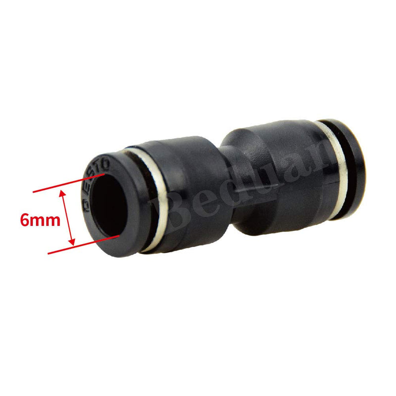 [Australia - AusPower] - Beduan Push to Connect Air Fitting, 6mm x 6mm Tube OD Pneumatic Plastic Air Compressor Tubing Fitting Straight Connect (Pack of 10) 