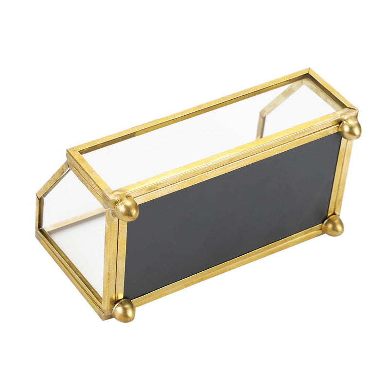 [Australia - AusPower] - Hipiwe Glass Business Card Holder Stand, Gold Metal Frame Name Card Display Organizer, Office Desktop Countertop Business Cards Storage Holder, Fits 80-100 Business Cards 