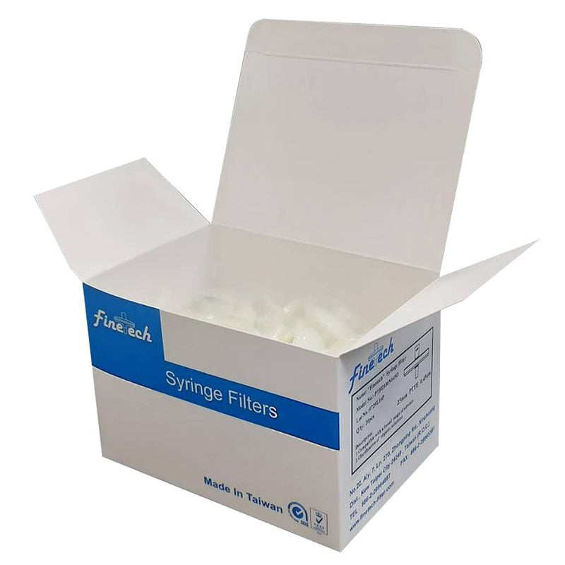 [Australia - AusPower] - Hydrophilic PTFE Syringe Filters 13mm Diameter 0.22μm Pore Size for Laboratory Filtration by Finetech (Pack of 100) Made in Taiwan (PTFE Hydrophilic 13mm 0.22um, 100) PTFE Hydrophilic 13mm 0.22um 