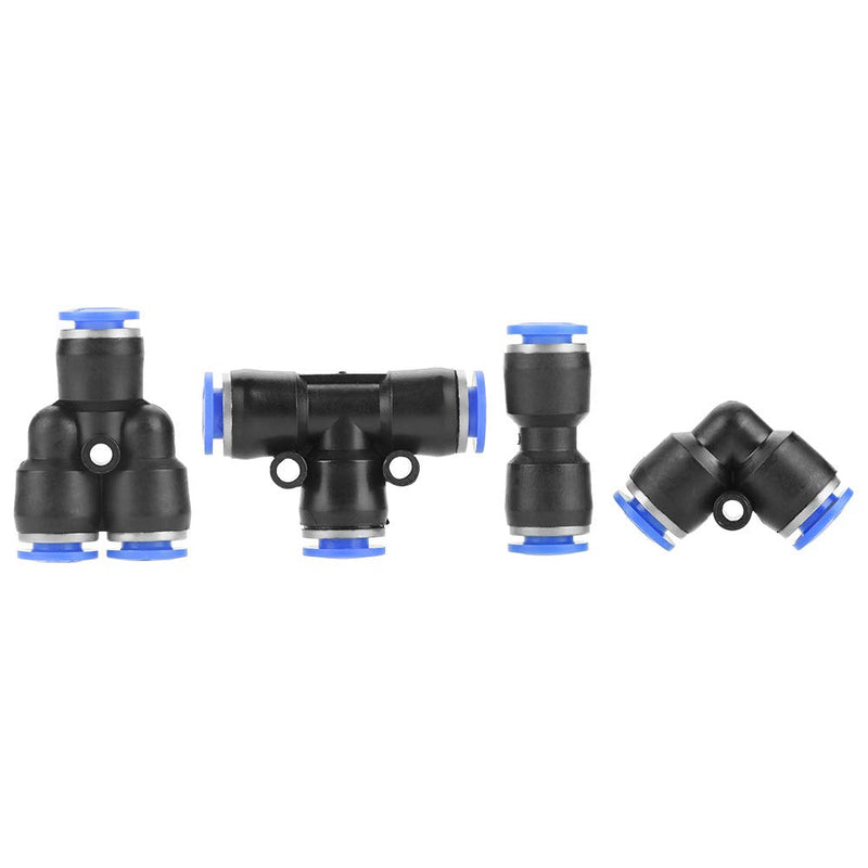 [Australia - AusPower] - 40Pcs 4 Shapes 1/4" Air Push Quick Fittings, Quick Connect Push in to Connect Water Tube Fitting 