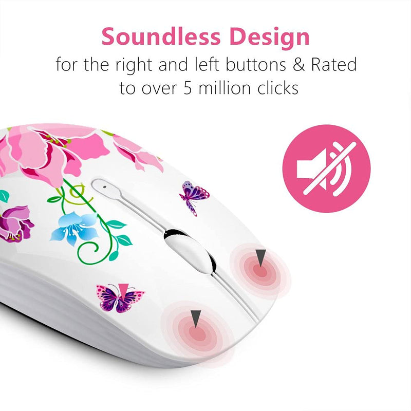 [Australia - AusPower] - Wireless Mouse with Nano Receiver for PC, Laptop, Notebook, Computer, MacBook, Less Noise, Portable Mobile Optical Mice butterfly 