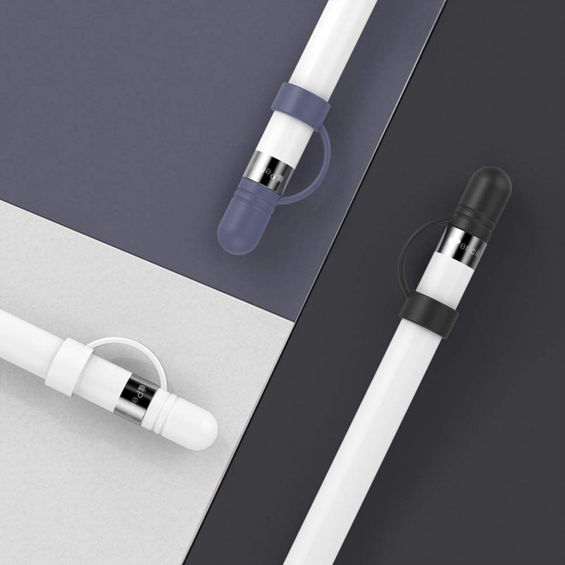 [Australia - AusPower] - AhaStyle 3 Pack Cap Replacement Holder with Anti-Lost Strap Silicone Protective Cap Cover for Apple Pencil 1st Generation(White, Black, Midnight Blue ) White, Black, Midnight Blue 