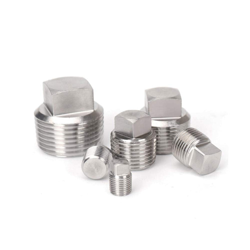 [Australia - AusPower] - Metalwork 304 Stainless Steel Pipe Fitting, Solid Square Head Plug, 3/8" NPT Male (Pack of 2) Pack of 2 