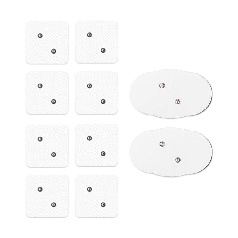 [Australia - AusPower] - iReliev Wireless Large & Small Pads Refill Kit, Model ET-5054 - (8) 2.75" x 2.75" & (2) 3" x 5" Electrode Pads, Fits Wireless TENS Unit + Muscle Stimulator Model ET-5050 Therapeutic Wearable System 