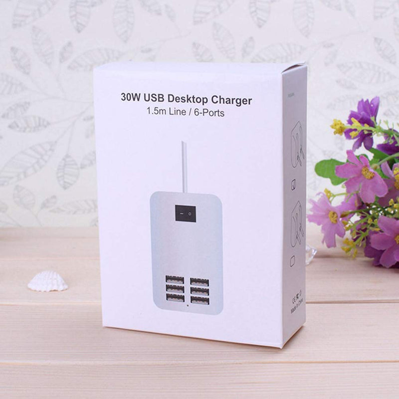 [Australia - AusPower] - 6 Ports USB Charger Hub Desktop US Plug AC Power Wall Travel Charging Adapter Slots Charging Station 