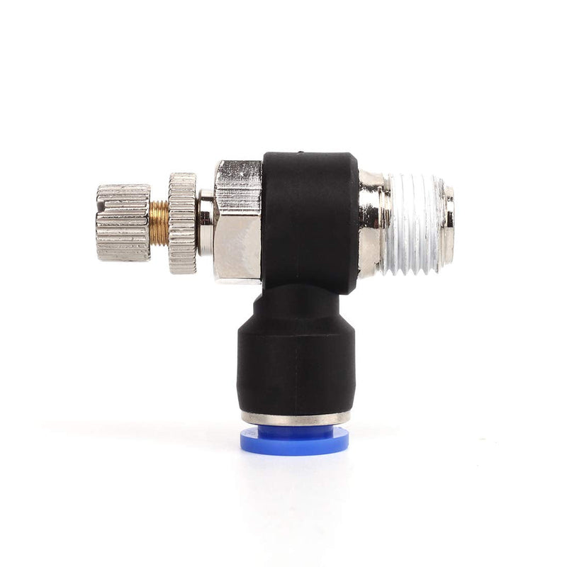 [Australia - AusPower] - SNS JSC1/4-N01 1/4"Tube OD x 1/8 NPT 90 Degree Elbow Air Flow Control Valve Push to Connect Fitting Speed Control Valve(10 PCS) 