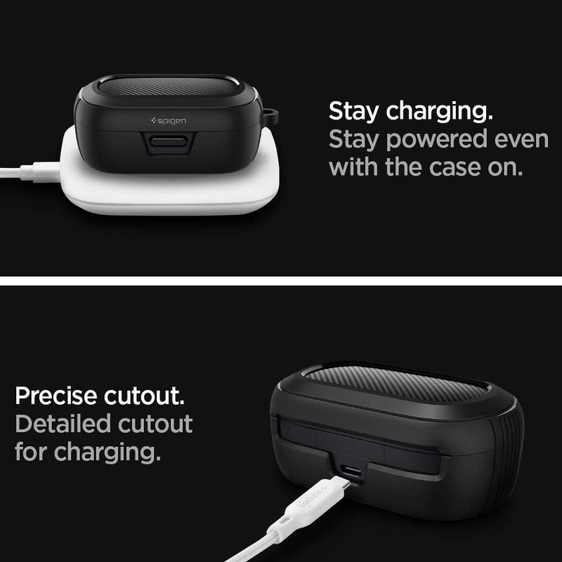 [Australia - AusPower] - Spigen Rugged Armor Designed for Bose QuietComfort Earbuds Case Cover (2020) - Matte Black 