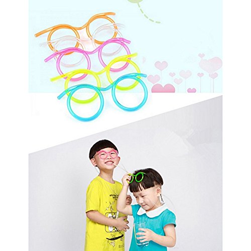 [Australia - AusPower] - Funny Soft Glasses Straw Unique Flexible Drinking Tube Kids Party Accessories 