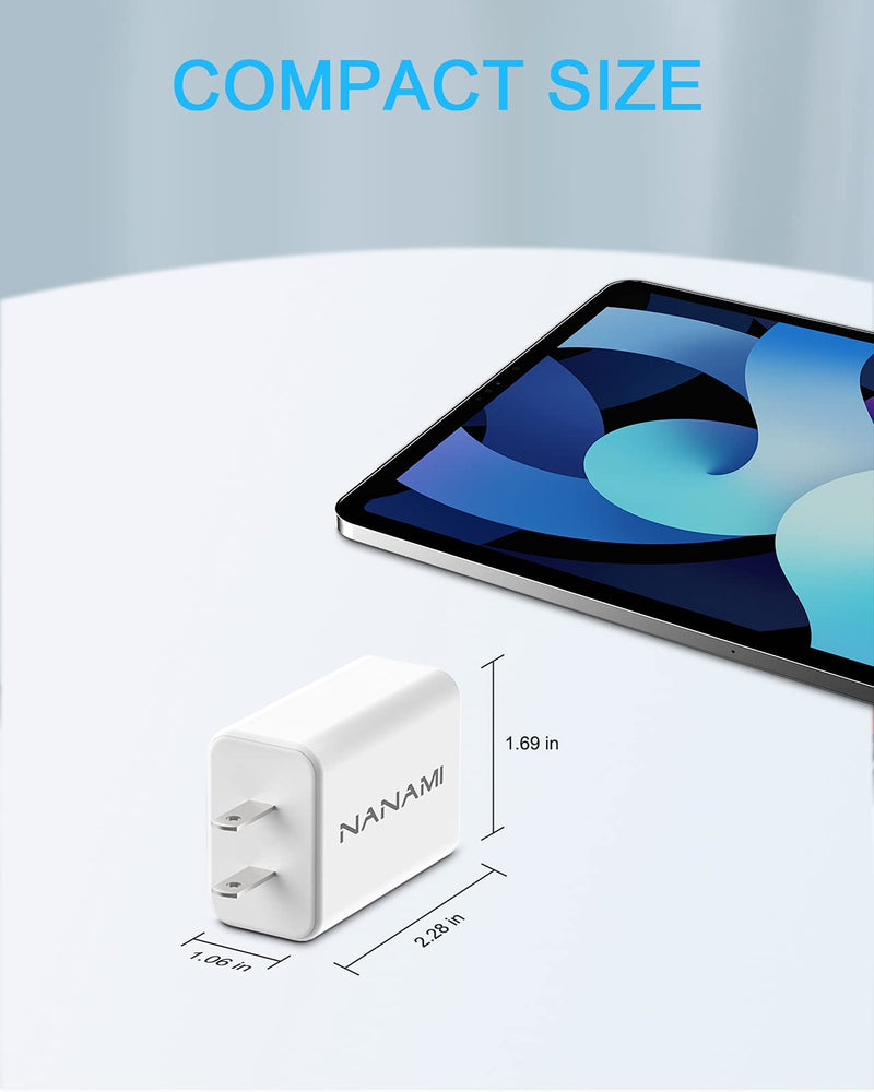 [Australia - AusPower] - USB C Charger - NANAMI 30W Wall Charger PD Fast Charging Compatible for iPhone 13/12 Pro Max/SE 2020,iPad Pro,Type C Power Adapter for Samsung S21, Galaxy Note 20/10/9,13" MacBook Air and more (White) White 