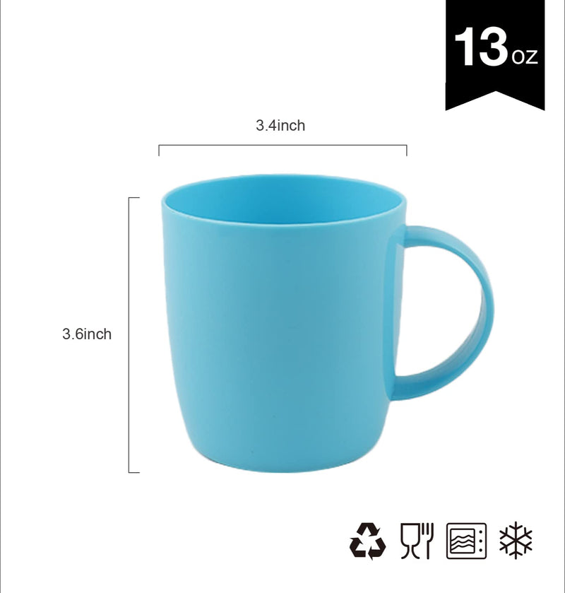 [Australia - AusPower] - Fulong Reusable Plastic Drinking Cup with Handle, BPA Free Microwave & Dishwasher Safe Food Grade PP 13 Ounce Coffee & Milk Mug Set of 5 Blue 