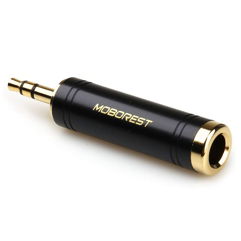 [Australia - AusPower] - MOBOREST 3.5mm to 6.35mm Stereo Pure Copper Adapter, 1/8'' (3.5mm) Male Plug to 1/4'' (6.35mm) Jack Female Socket Adapter for Headphone Amp Adapte Black -1PCS 3.5M-6.35F-BLACK-1PCS 