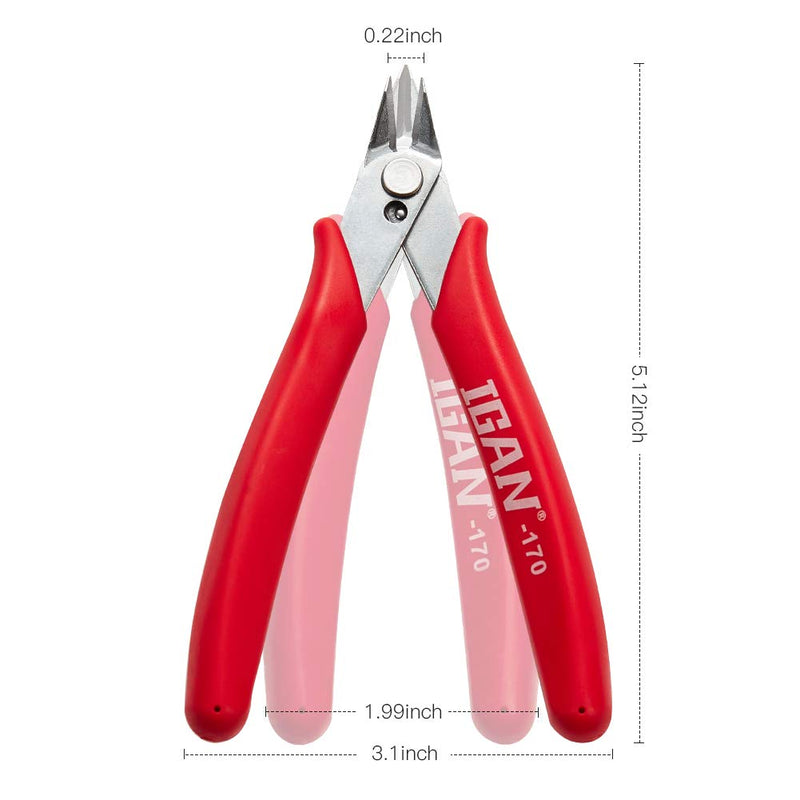 [Australia - AusPower] - IGAN-170 Wire Cutters, Precision Electronics Flush Cutter, One of the Strongest and Sharpest Side Cutting pliers with an Opening Spring, Ideal for Ultra-fine Cutting Needs. Pack 1 