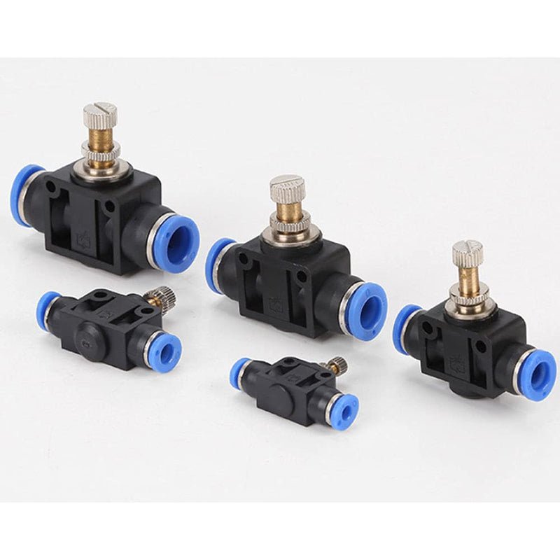 [Australia - AusPower] - Beilay SA-6 Pneumatic Push to Connect Air Flow Control Valve 4mm OD Push-to-Connect Fitting Air Flow Control Valve Speed Controller Pack of 6 