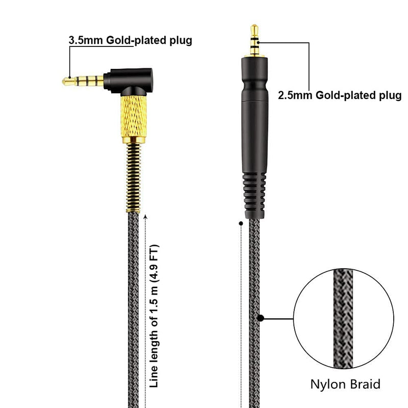 [Australia - AusPower] - Sqrgreat GSP 600 Replacement Cable Audio Cord Compatible with Sennheiser Game Zero Game ONE, GSP500 GSP600 GSP350, PC 37X PC 373D Gaming Headphones (4.9ft/1.5m) 