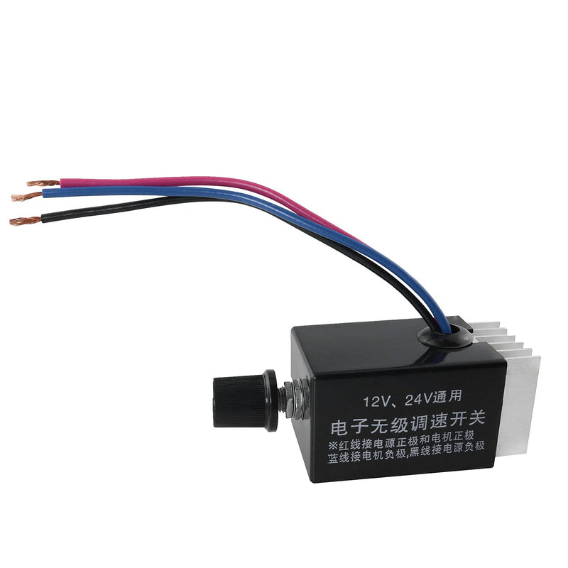 [Australia - AusPower] - ZZLZX 12V Fan Controller DC 12V 24V 10A Electronic Stepless Speed Regulator Switch for Car Truck Fan Heater Control DC Motor Speed Controller 