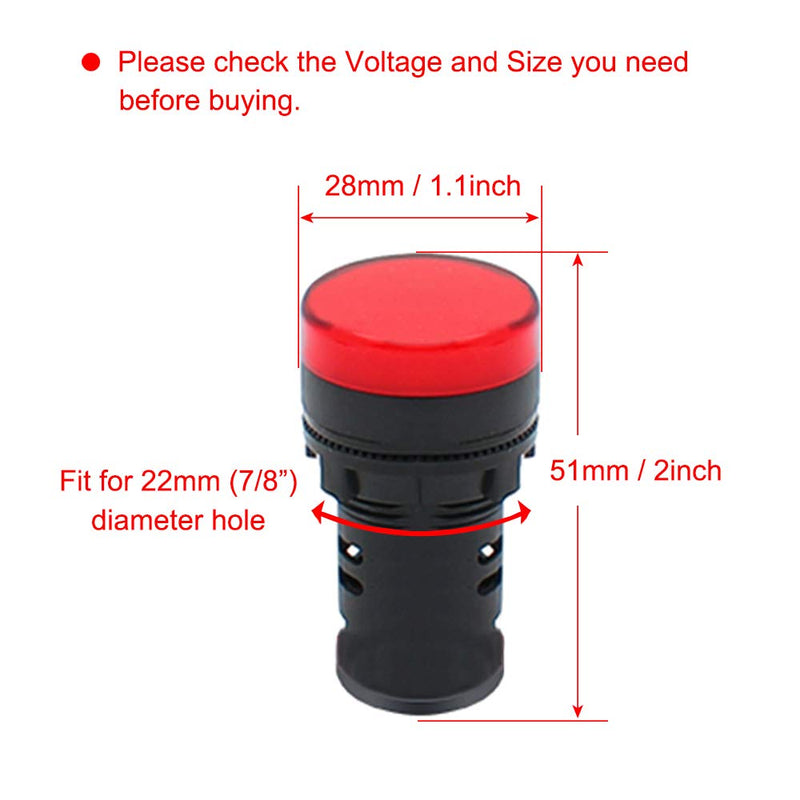 [Australia - AusPower] - VictorsHome Indicator Light AC/DC 12V 20mA LED Flush Panel Mount Red 10 Pcs 