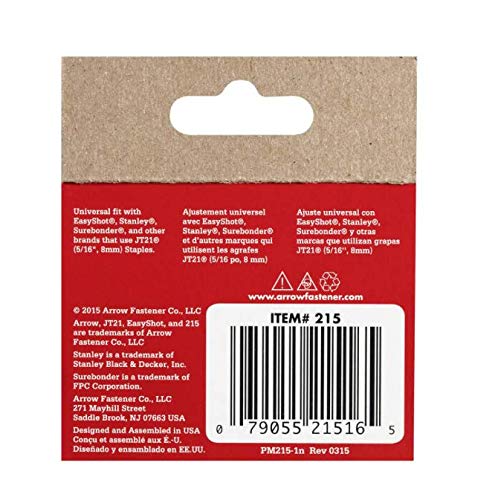 [Australia - AusPower] - Arrow Fastener 215 Genuine JT21/T27 5/16-Inch Staples, 1,000-Pack - 2 Pack 