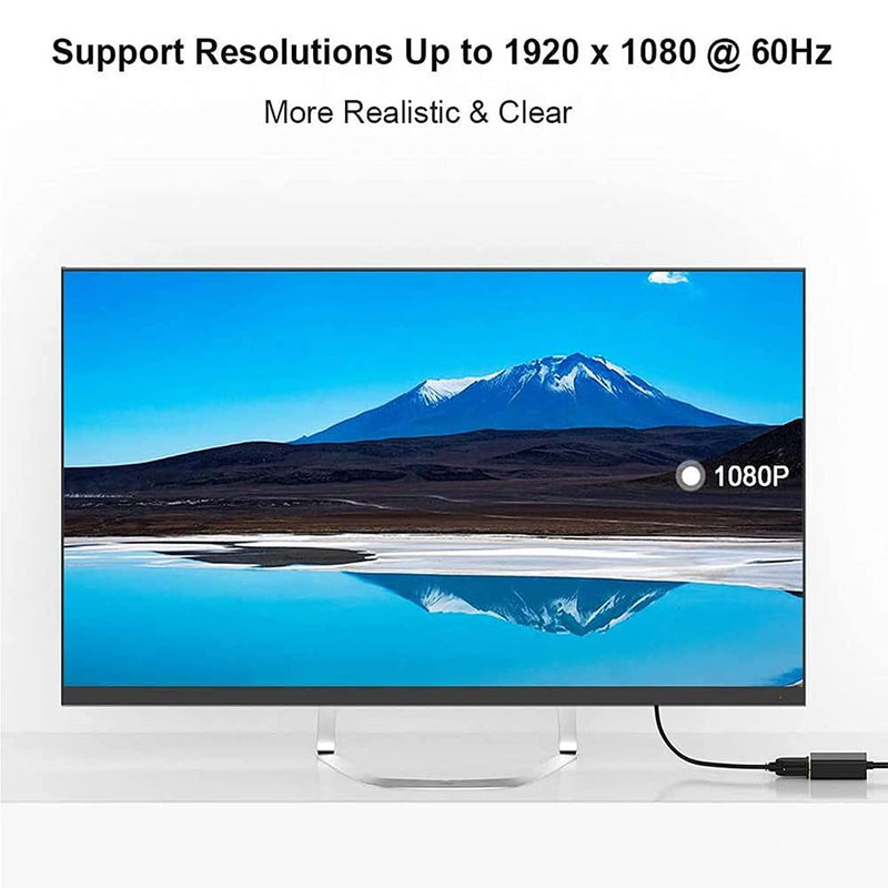 [Australia - AusPower] - USB to VGA Adapter, 1080P Multi-Display Video Converter for Laptop Desktop PC to Monitor, Projector, TV. (Not Support Chromebook and MacBook) Black 
