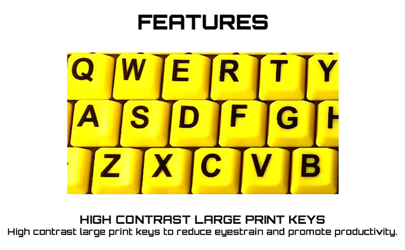[Australia - AusPower] - TRONWIRE Large Print Letter Wired USB 104 Keys High Contrast Keyboard for Desktop PC Computer 