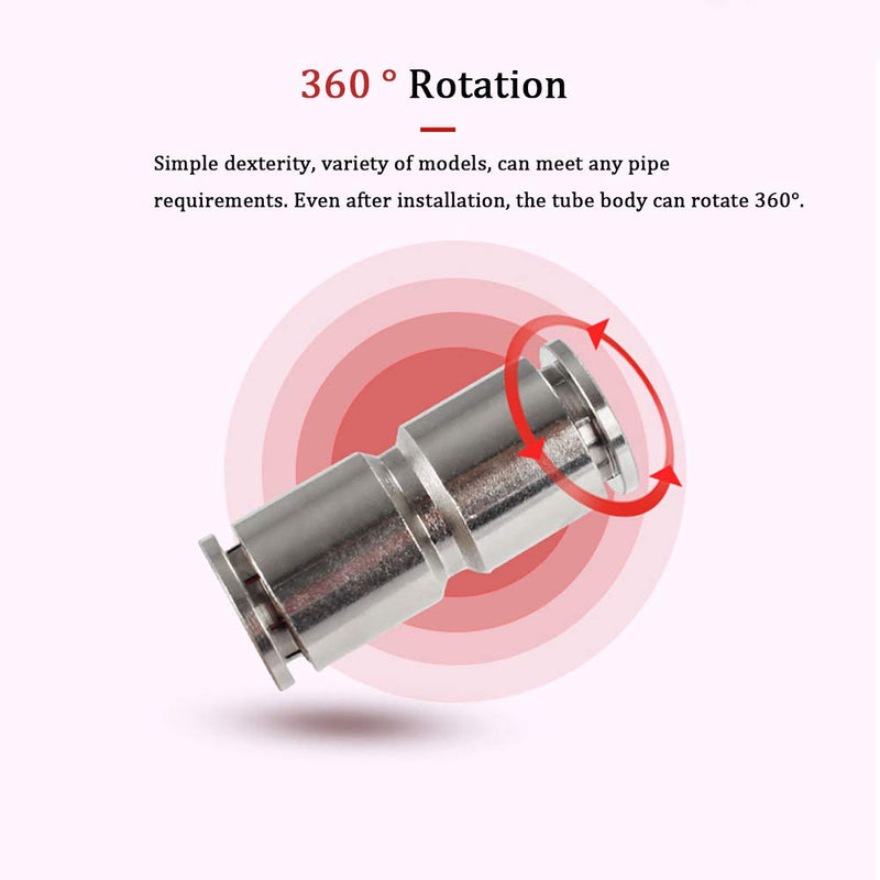 [Australia - AusPower] - Brass Push to Connect Air Fittings, Metric 4mm OD Straight Union Quick Connect Push Lock Fitting Air Hose Pneumatic Fittings Tube Connectors Nickel-Plated, 4Pcs 