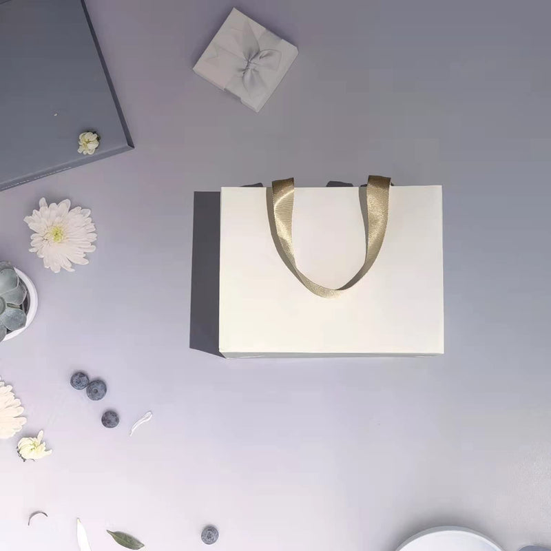 [Australia - AusPower] - White Gift Bags Bulk YACEYACE 10Pcs 8"x3.75"x6" Small Size White Gift Bags with Handles White Paper Gift Bags White Kraft Paper Bags White Paper Shopping Bags for Small Business, Wedding Bags Party Bags Retail Bags 8 x3.75 x6 Inch (Pack of 10) 