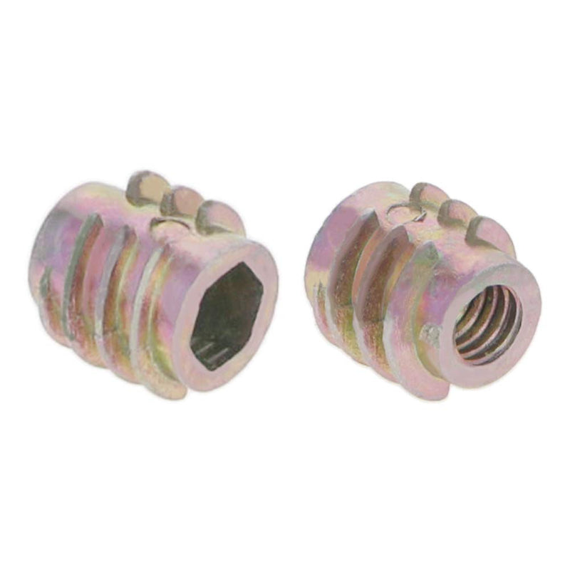 [Australia - AusPower] - MroMax M4 x 8mm Threaded Insert Nuts Zinc Alloy Hex Socket M4 Internal Threads 0.31 inch Length Bronze Tone 30pcs 