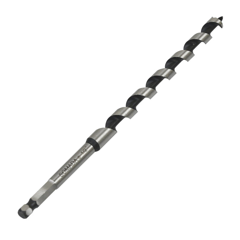 [Australia - AusPower] - SOMADA 1/2-Inch x 10-Inch Auger Drill Bit for Wood, Quick Change Hex Shank 3/8-Inch, Ship Auger Long Drill Bit for Soft and Hard Wood, Plastic, Drywall and Composite Materials 