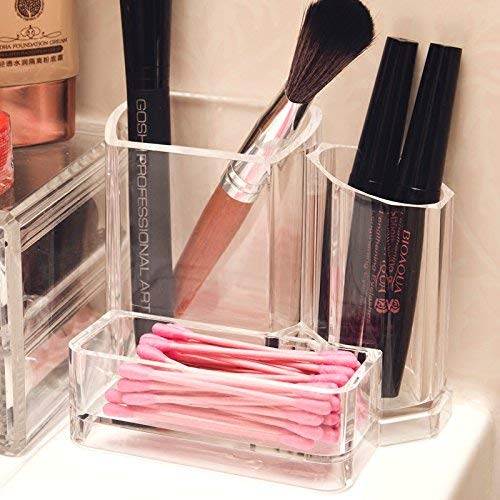 [Australia - AusPower] - Sooyee Acrylic Desk Supplies Organizer Holder, 3 Compartments Office Desktop Caddy, Multi-function Pen Pencil Cup Phone Remote Control Stationery Storage Box for Home, School, Classroom (5.1 x 3.74 x 4.1, Clear) 5.1 x 3.74 x 4.1 