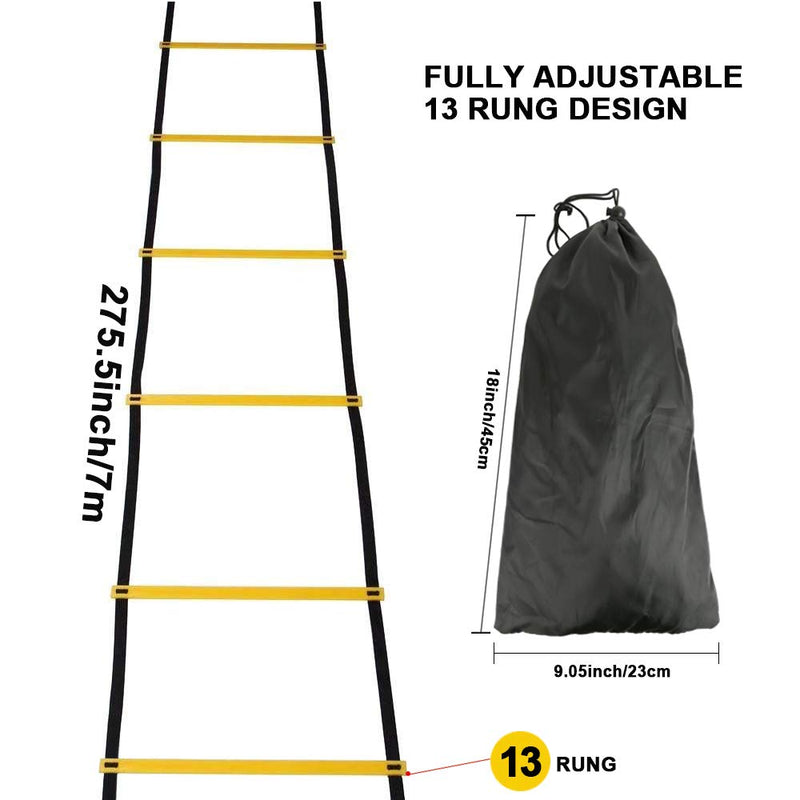 [Australia - AusPower] - Teenitor 13 Rung Agility Ladder Speed Ladder Training Ladder for Soccer, Speed, Football Fitness Feet Training Carry Bag 