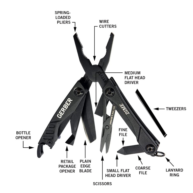 [Australia - AusPower] - Gerber Gear 30-000469N Dime Mini Multitool Keychain, Black 